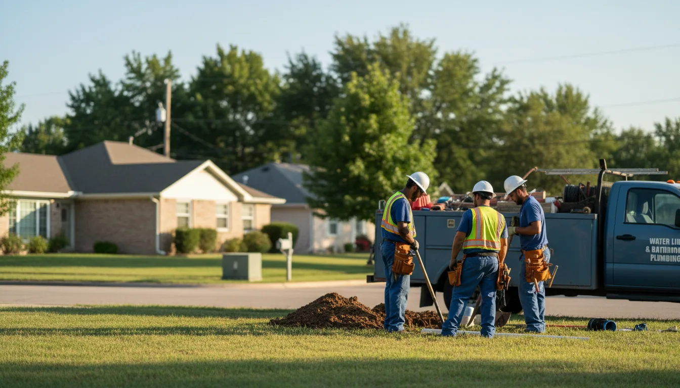 Residential water line and bathroom plumbing service in Langley, OK